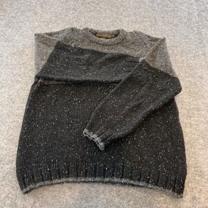 Inis Crafts 100% Wool Men's Fisherman Sweater Size M Two Tone Gray